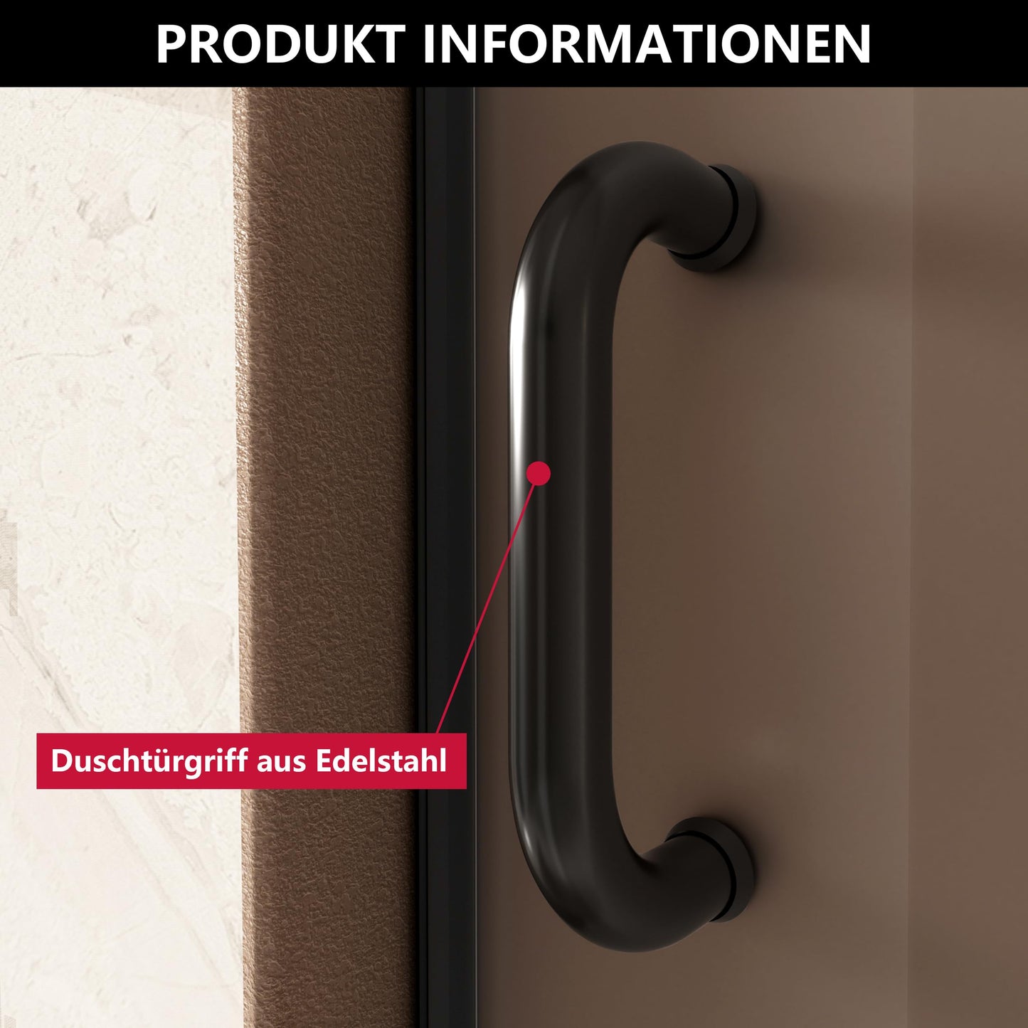 90 cm x 185 cm Shower Door with 6 mm ESG Nano Coating Glass Shower Doors, Shower Door Recess Door with Explosion Protection Film, Black T Triple Maple