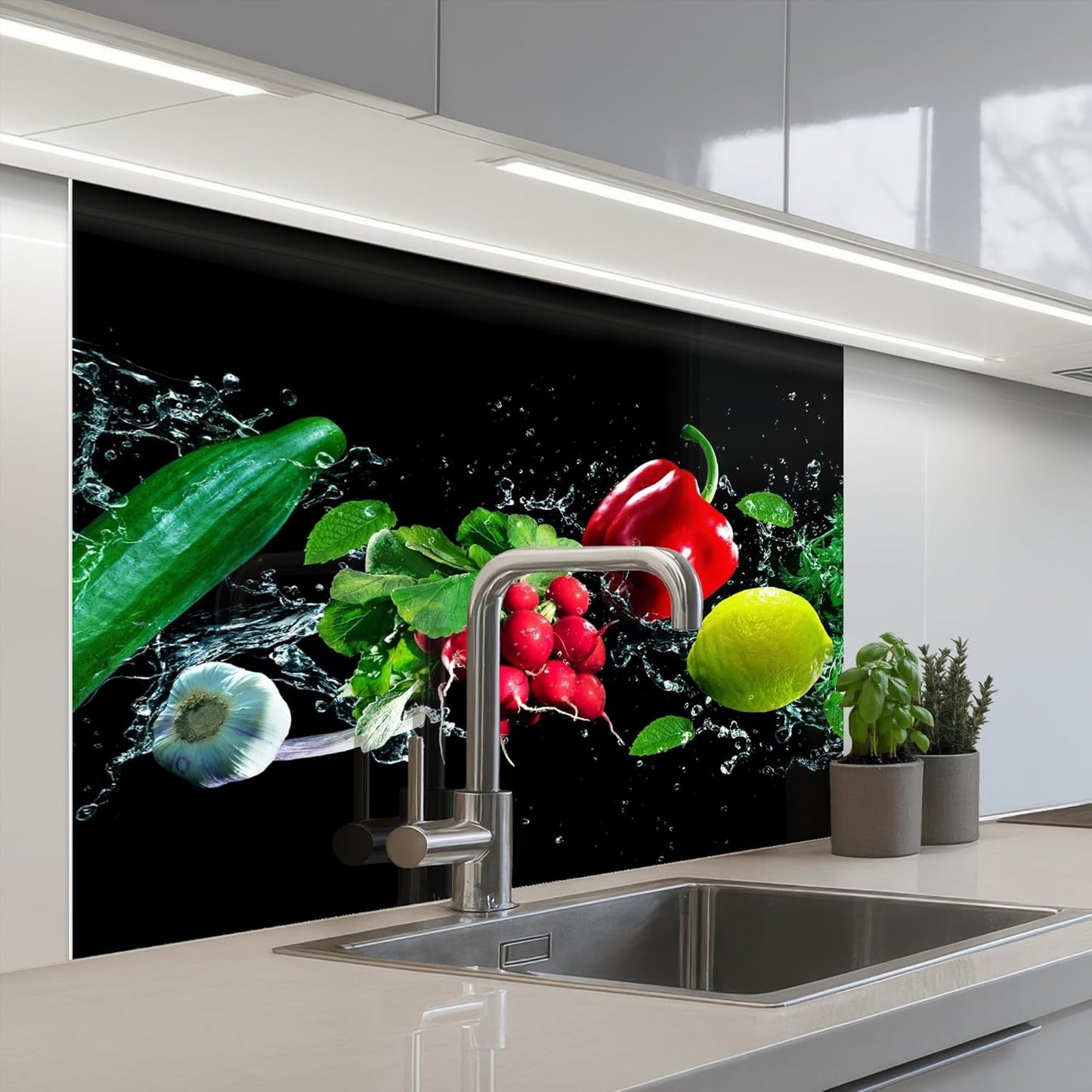 Splash Guard Kitchen Back Wall 60 x 80 cm Kitchen Washable Self-Adhesive Kitchen Wall Kitchen Front Kitchen Back Wall Protection Lavender - Purple - Flowers - Natural