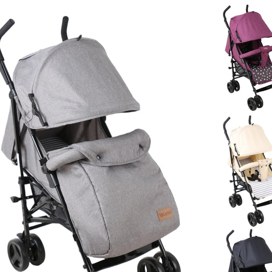 YALION Pushchair Buggy Travel Buggy Small Foldable 5 Reclining Positions Leg Warmer Shopping Basket Sun Canopy 360° Wheels Children's Buggy up to 15 kg Beige