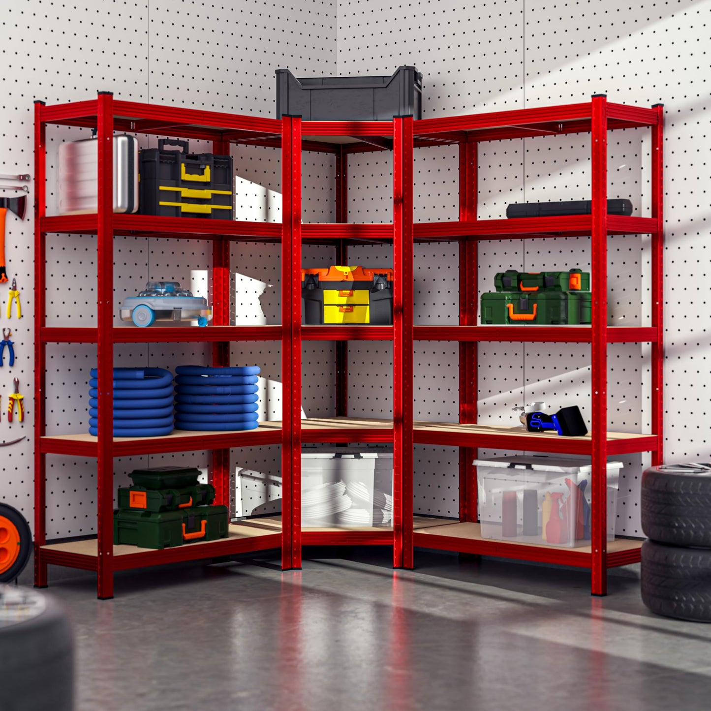 Monzana XL Heavy Duty Shelving 2625 kg, 15 MDF Panels, Storage Shelf / Basement Shelf / Workshop Shelving / Shelving Unit, Set of 3