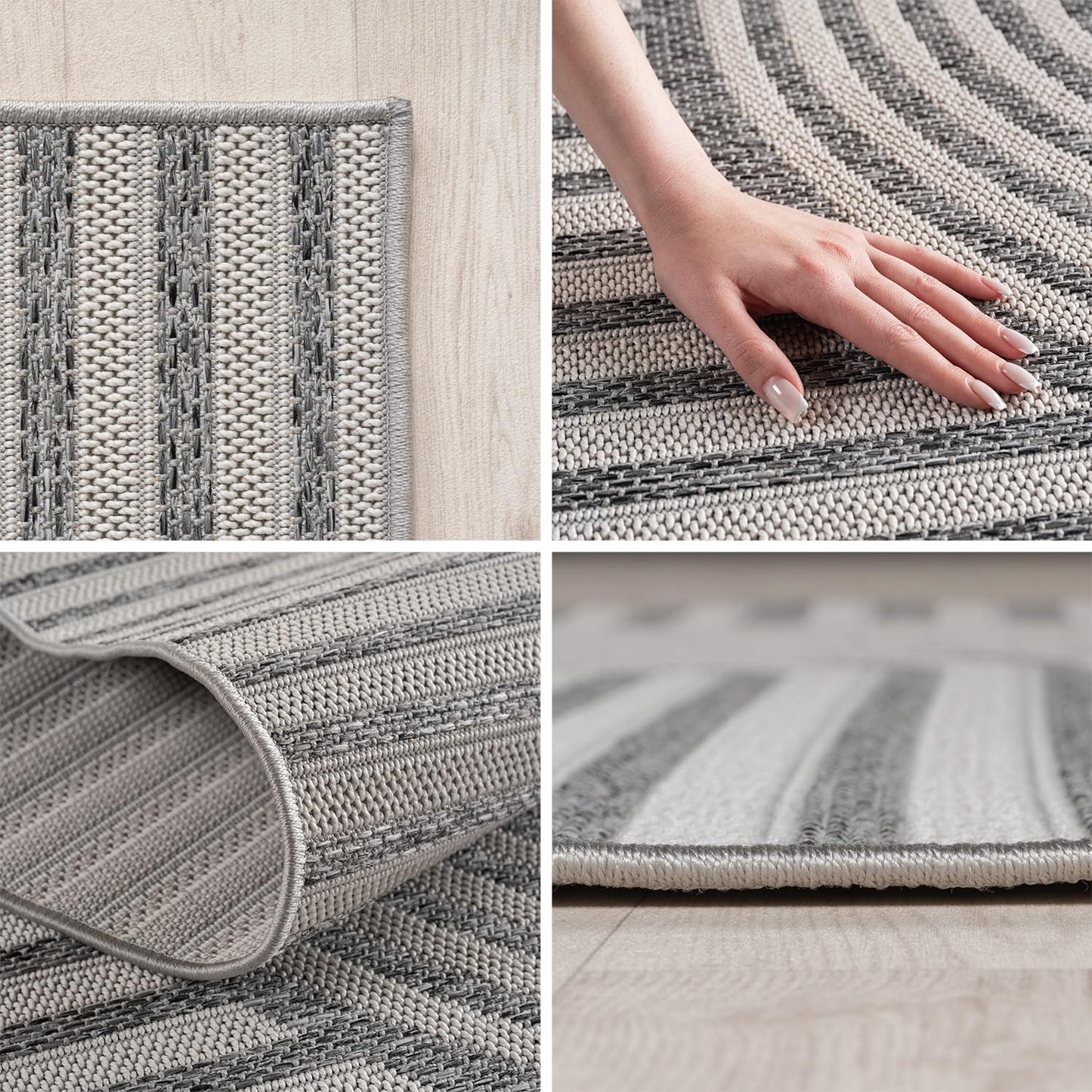 SIMPEX Outdoor Teppich Wetterfest Beige 140x200 cm, UV-beständig, ideal für Küche, Balkon, Terrasse, Garten Wohnzimmer Esszimmer, Skandinavisches Boho-Design, Pfelgeleicht