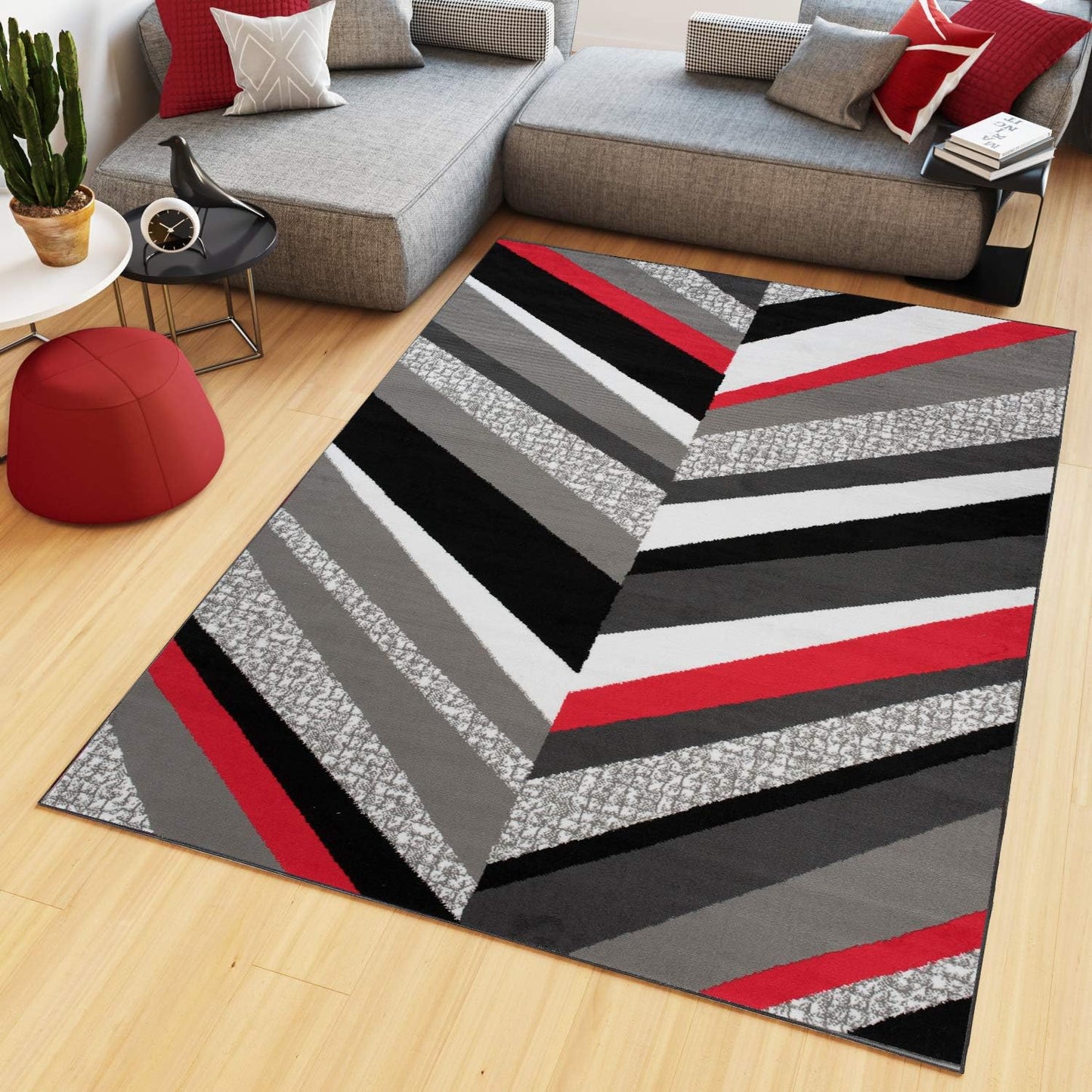 TAPISO Maya Kollektion Teppich Kurzflor Modern Grau Weiß Dunkelgrau Schwarz Blau Meliert Figuren Design Wohnzimmer Schlafzimmer Jugendzimmer ÖKOTEX 120 x 170 cm