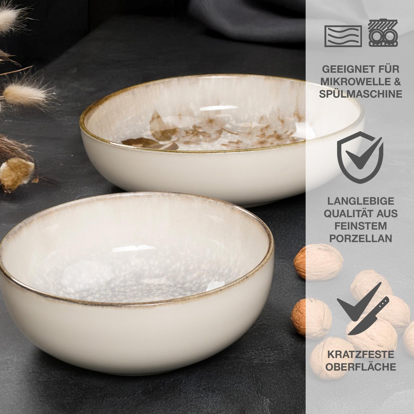 Moritz & Moritz BLOSSOM 18-Piece Crockery Set for 6 People, Elegant Plate Set Made of High-Quality Porcelain with Floral Design, Crockery Set of 6 x Dinner Plates, 6 x Dessert Plates, 6 x Soup Plates