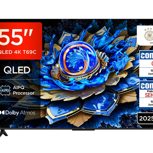 TCL 43T69C 43 Zoll QLED, Direct LED TV, 4K HDR TV, Smart Google TV (Dolby Vision & Atmos, Game Master, Motion Clarity, Kompatibel mit Google Assistant & Alexa)