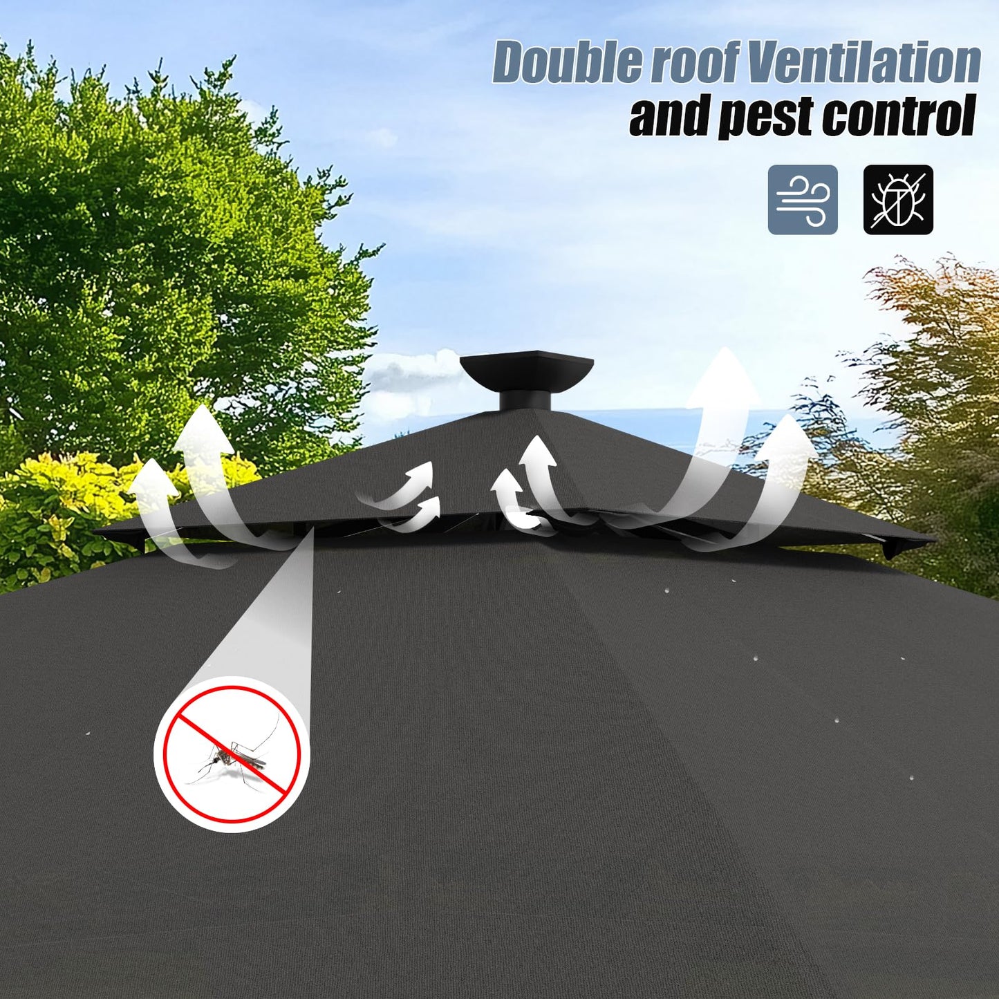 Gazebo 3 x 3 Waterproof Stable Winterproof, Garden Gazebo, Tarpaulin, Garden Gazebo, Metal Frame Gazebo, Grey