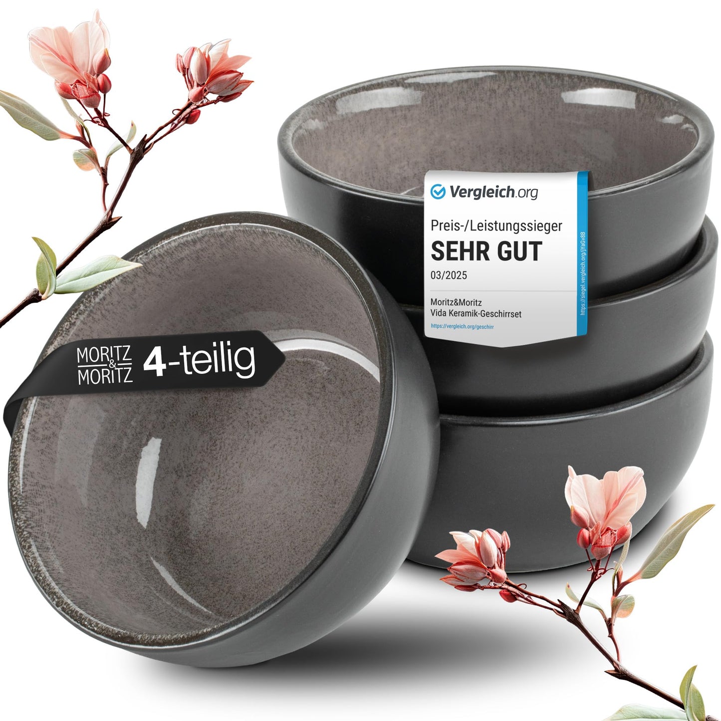 Moritz & Moritz Vida 18-Piece Crockery Set for 6 People, Elegant Plate Set Made of High-Quality Porcelain, Crockery Consisting of 6 x Dinner Plates, 6 x Dessert Plates, 6 x Soup Plates