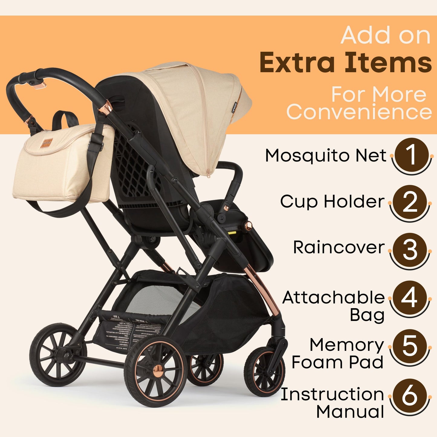 Lejoux + Baby Pushchair (Beige)