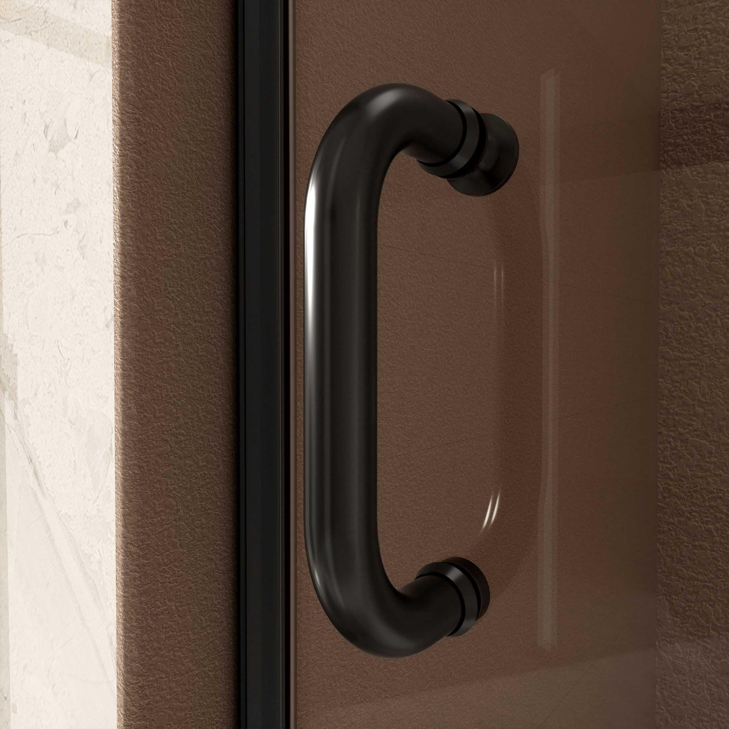 90 cm x 185 cm Shower Door with 6 mm ESG Nano Coating Glass Shower Doors, Shower Door Recess Door with Explosion Protection Film, Black T Triple Maple