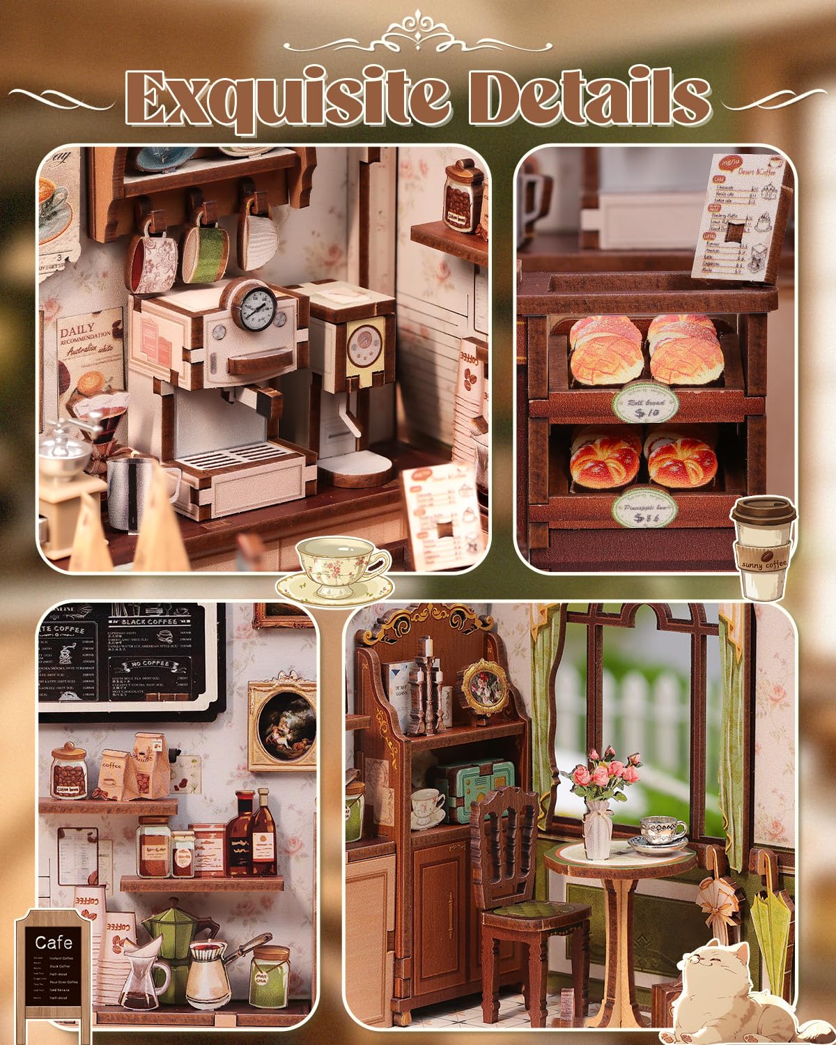 Endless Limit DIY Miniatur Haus Bausatz für Erwachsene,Puppenhaus Gewächshaus mit LED Licht,3D Puzzle Buchstütze aus Holz Modellbausatz Bastelset Bücherregal Deko Geschenken (Rose Garden Tea House)