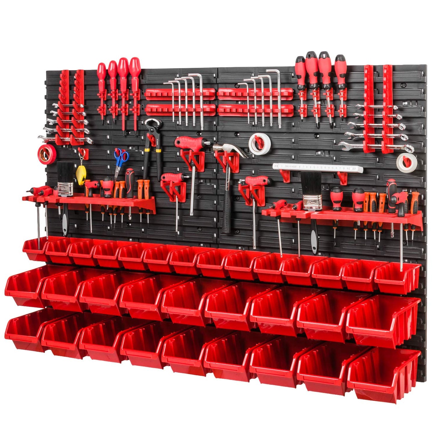 Storage System, 780 x 1152 mm, Stacking Boxes, Wall Shelf, 20 Holders, Storage Boxes, 44 Boxes, 5 Compartments