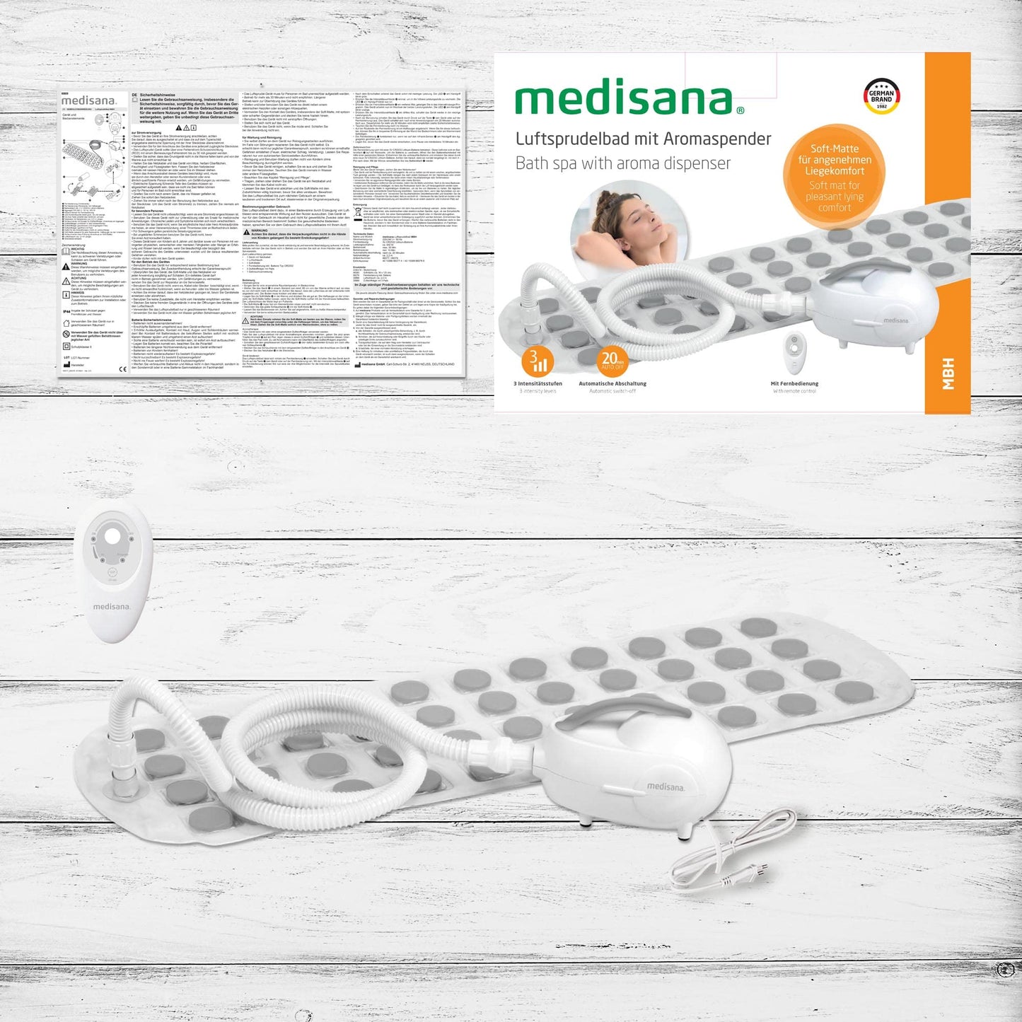 medisana BBS Bubble Bath, Bubble Mat, Bathtub, Hot Tub Mat, Includes Aroma Dispenser, 3 Intensity Levels, Timer Function, Spa for Home, Wellness