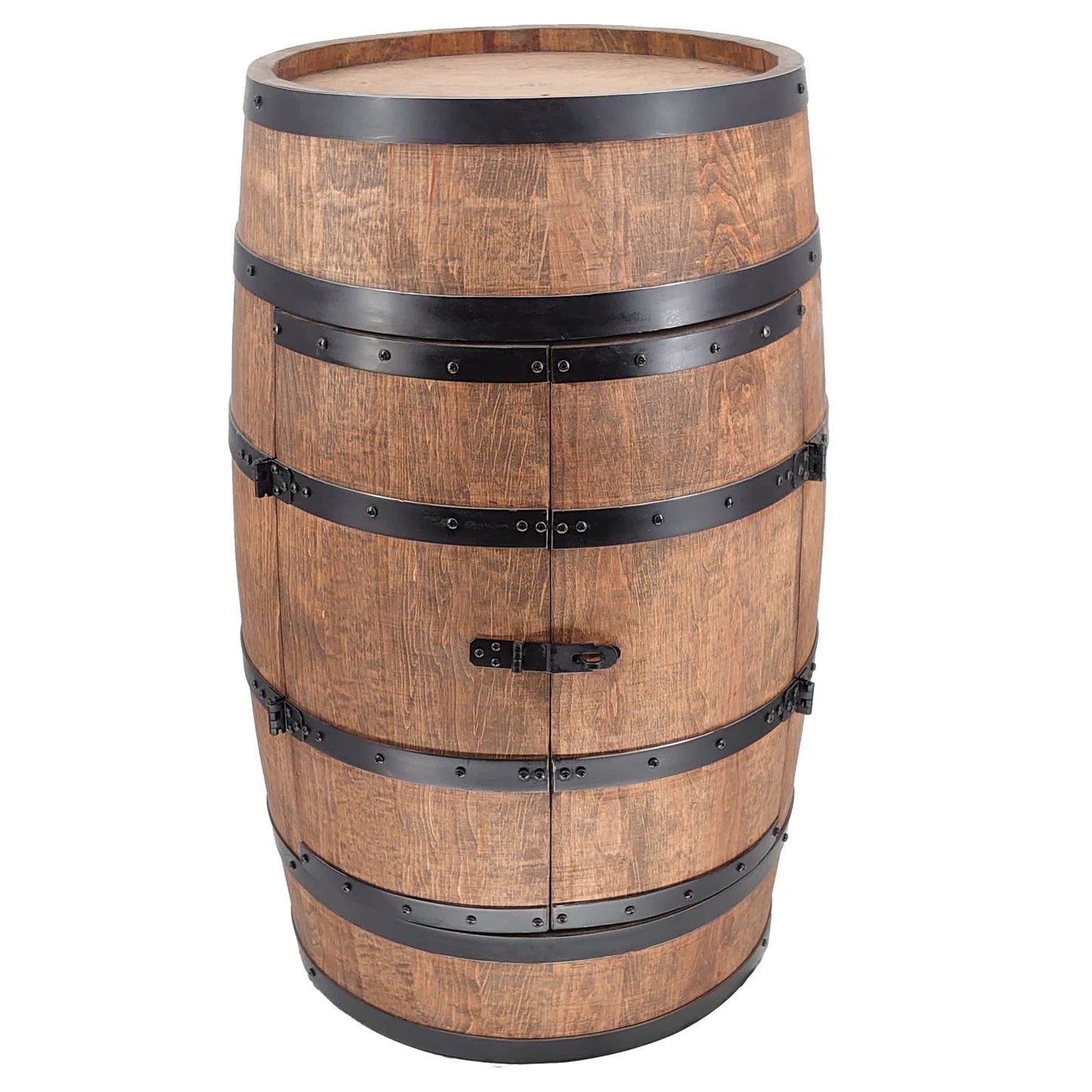 CREATIVE COOPER Wooden Wine Rack with Door with LED - Alcohol Cabinet Bottle Rack Wood - Wooden Barrel - Barrel Furniture - Wine Stand - Wine Barrel - Wine Bar - Barrel Bar with Door - Mini Bar 80 cm