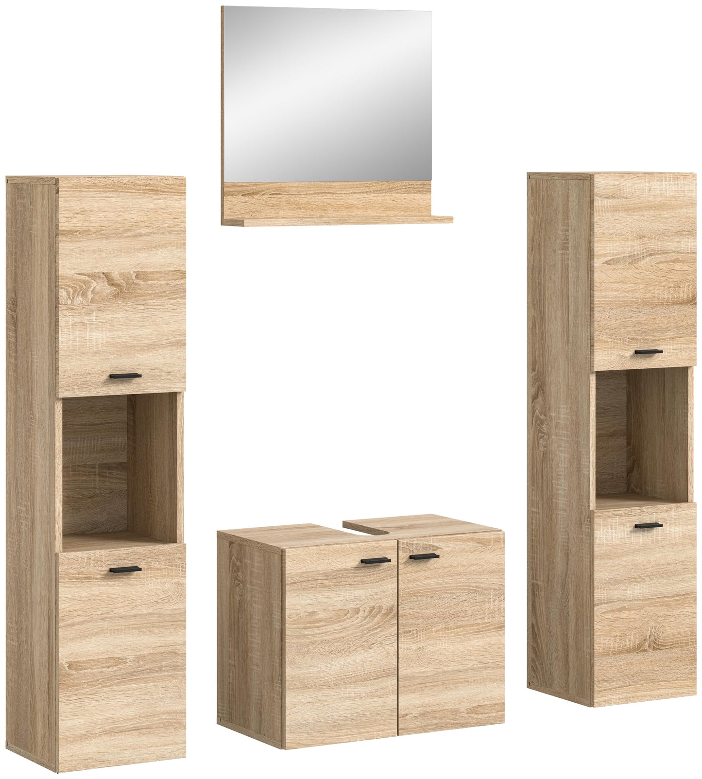 Boston Bathroom Cabinet, Standing Wall Cabinet, Hanging Cabinet, Wall Cabinet, Sonoma Oak Wood, Approx. 30 x 80 x 29 cm, Floor Standing/Hanging Mountable