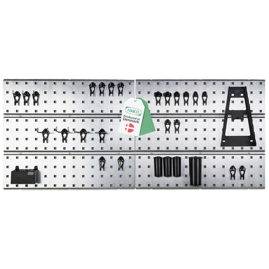 Raaco Start Set 1, Tool Wall with Perforated Wall + Tool Holder + Sorting Boxes + Small Parts Magazine for Workshop Organiser System, 186.6 x 44 cm, Stable and High Quality