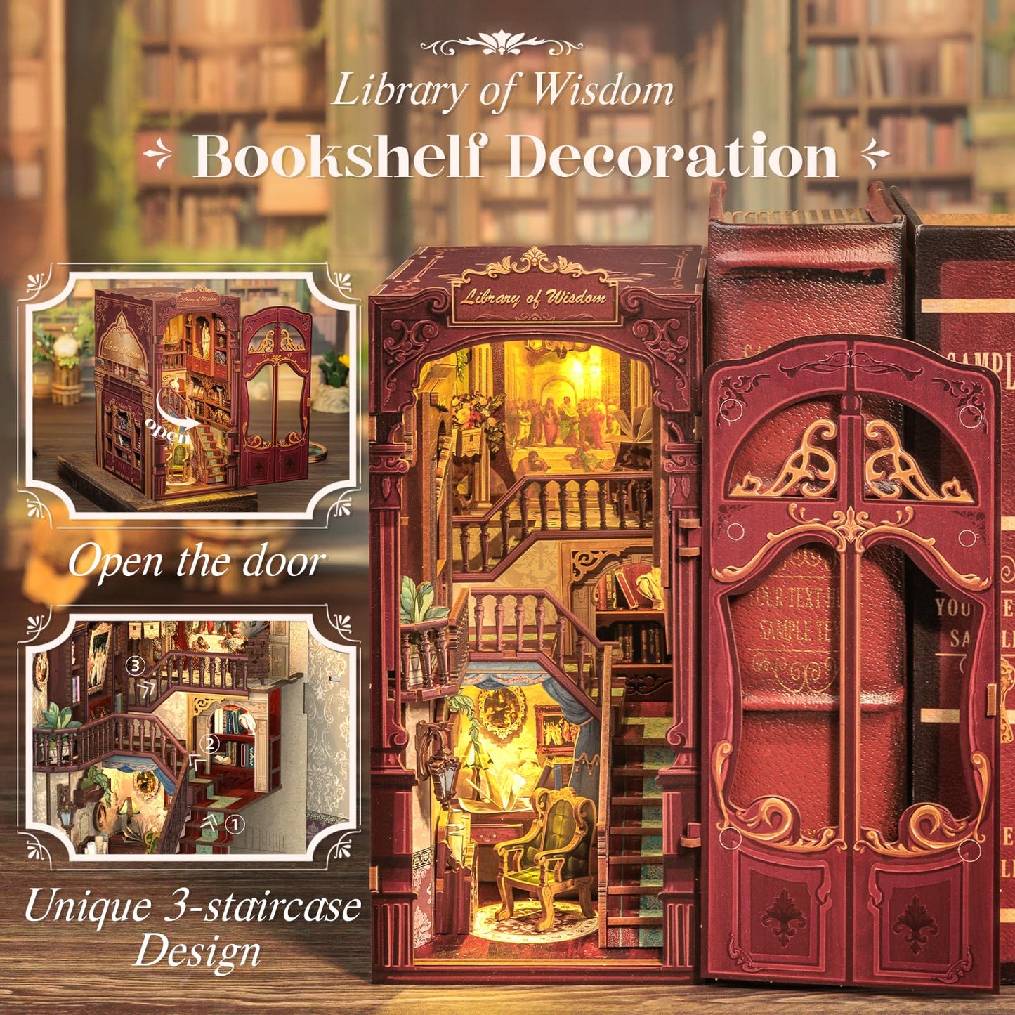 CUTEBEE Book Nook Kit – DIY Puppenhaus Häuser, Miniatur Haus Selber Bauen für Erwachsene, 3D-Holzpuzzle & Buchstütze | Kreatives Set für Bücherregal Dekor | Geschenk,199 PCS (Champs-Élysées Florist)