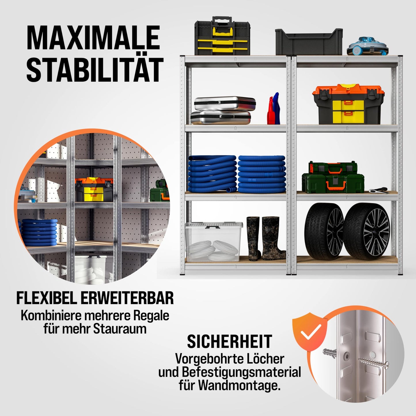 Monzana® Heavy Duty Shelving Unit 160 x 90 x 40 cm 700 kg 4 MDF Shelving Unit Storage Shelving Basement Shelving Workshop Shelving Unit