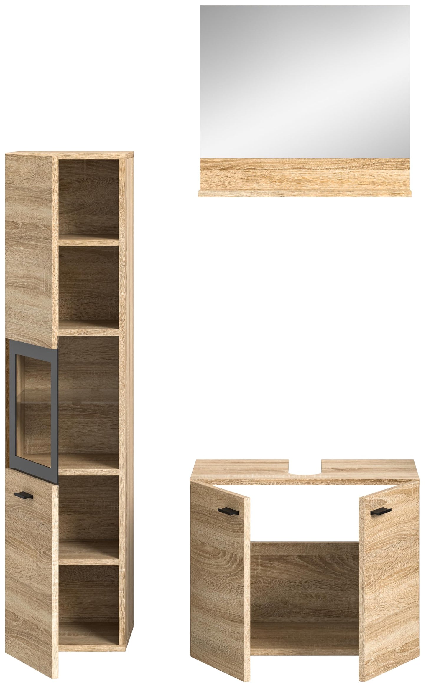 Boston Bathroom Cabinet, Standing Wall Cabinet, Hanging Cabinet, Wall Cabinet, Sonoma Oak Wood, Approx. 30 x 80 x 29 cm, Floor Standing/Hanging Mountable