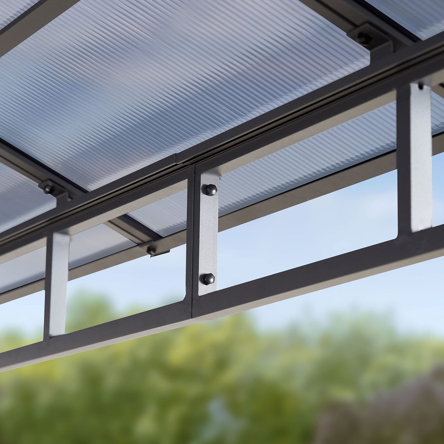 Toolport Garden Gazebo, 3 x 4 m, Waterproof, Aluminium, Deluxe, Polycarbonate Roof Approx. 8 mm, Gazebo with 4 Side Panels, Party Tent, Grey, 9 x 9 cm Profile