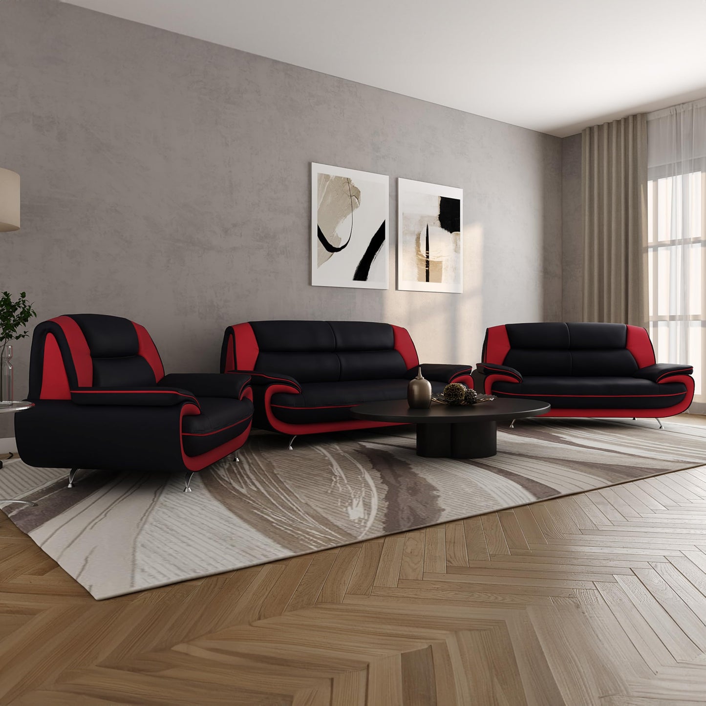 Sofa Set 3-2-1 for Living Room - Comfortable Couch Set with 3-Seater, 2-Seater & Armchair - Elegant Sofa Set with Fabric Cover - Without Sleep Function - Comfortable Padding - Modern Design