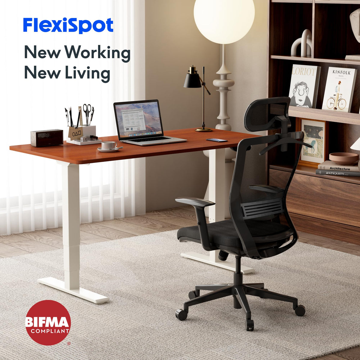 FLEXISPOT OC3C Office Chair Ergonomic Desk Chair Computer Chair Height-Adjustable Seat Headrest Armrest Lumbar Support Swivel Castors Work Chair
