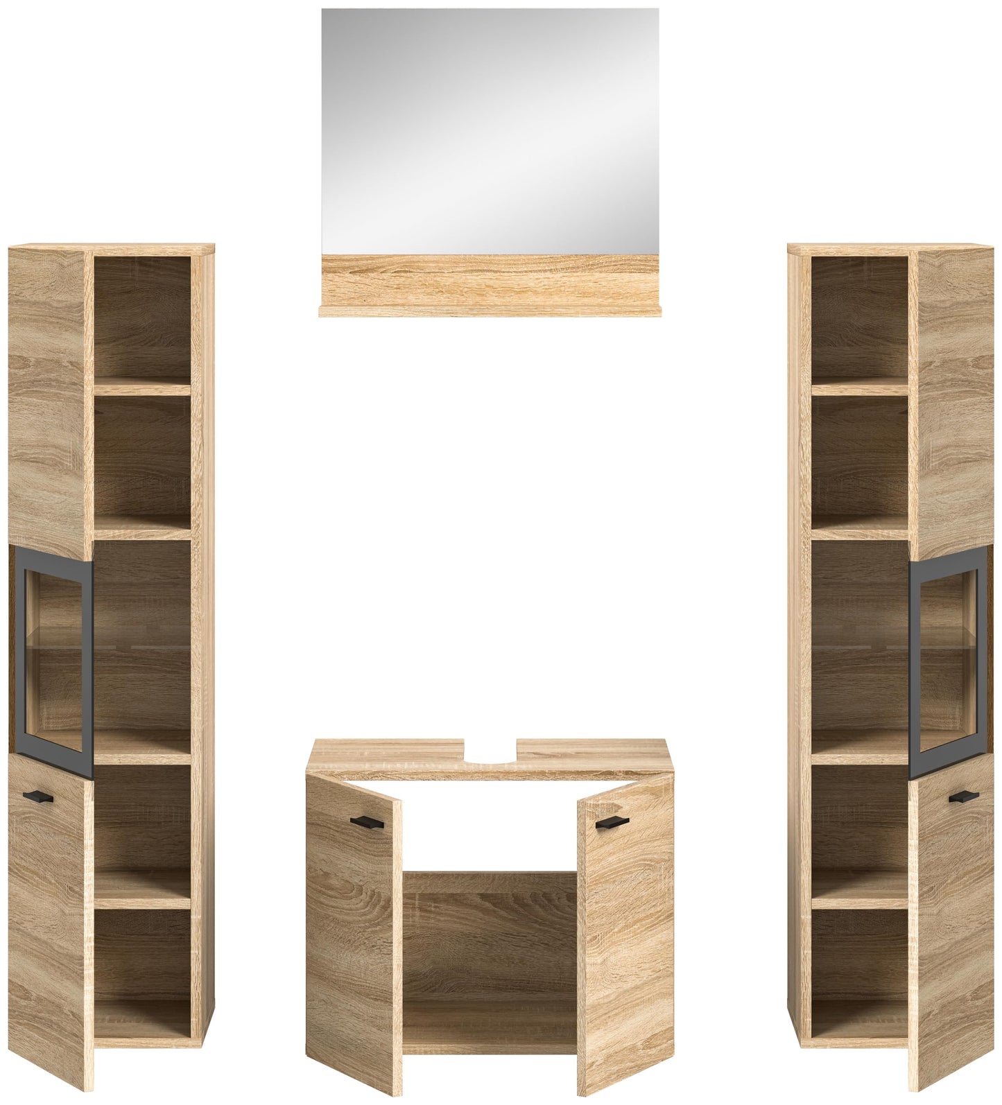 Boston Bathroom Cabinet, Standing Wall Cabinet, Hanging Cabinet, Wall Cabinet, Sonoma Oak Wood, Approx. 30 x 80 x 29 cm, Floor Standing/Hanging Mountable