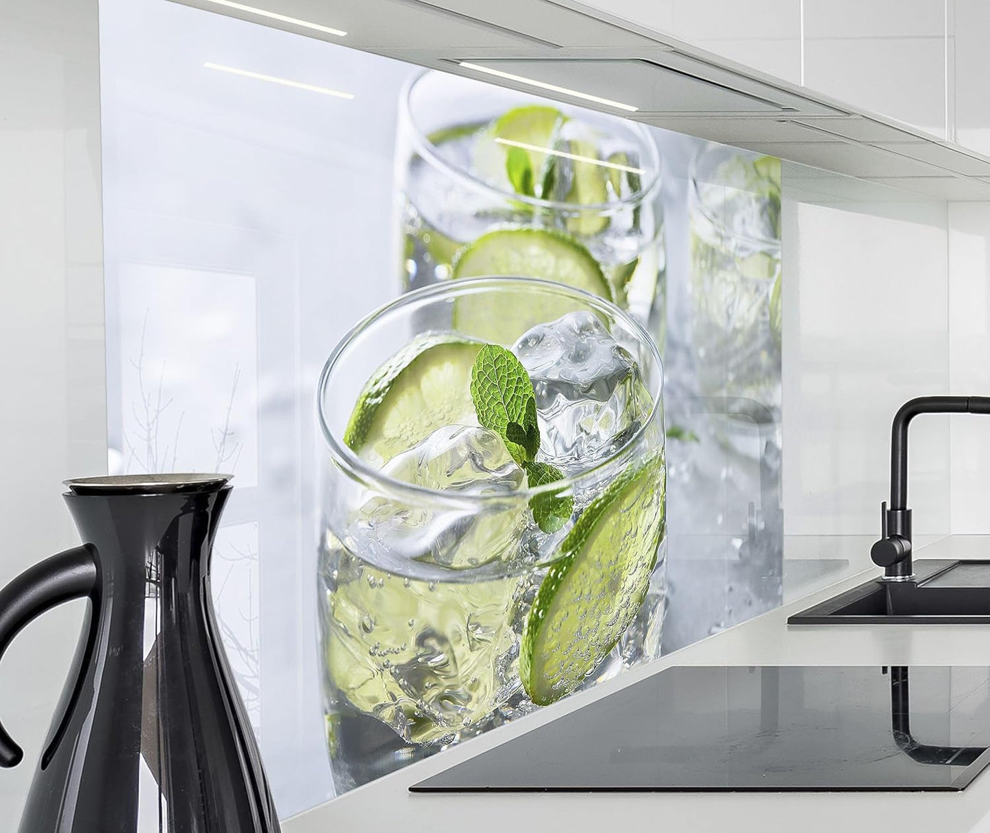 timalo Stove Splash Guard Wall Sink, Kitchen Back Wall Glass Look Acrylic Glass 2 mm Glass Back Wall Acrylic Glass Kitchen Panels Back Wall Protection Plate 60 x 40 cm Herbs Spices Text Guten Appetit