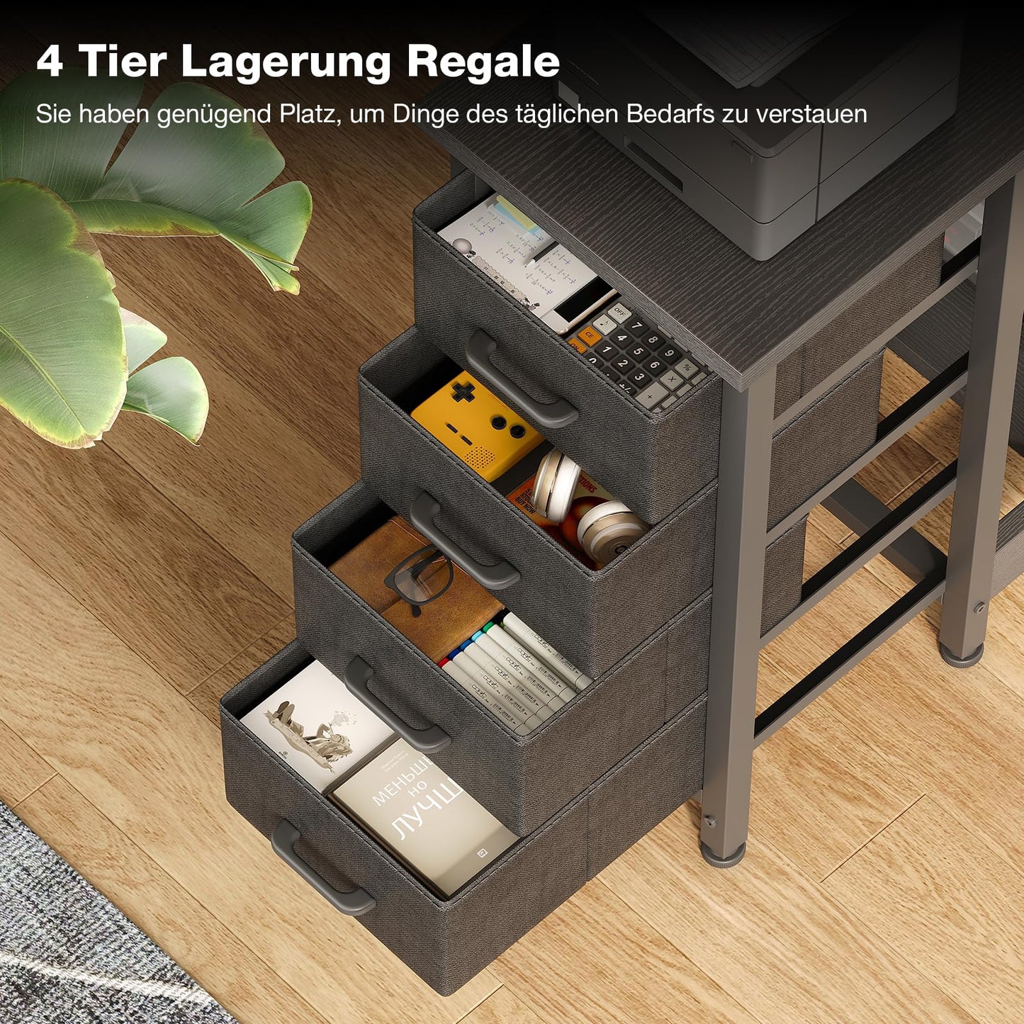 Coleshome Corner Desk, 100 x 70 cm, L Shape Desk with 4 Drawers, Reversible Computer Desk for Office, Study, Bedroom, White