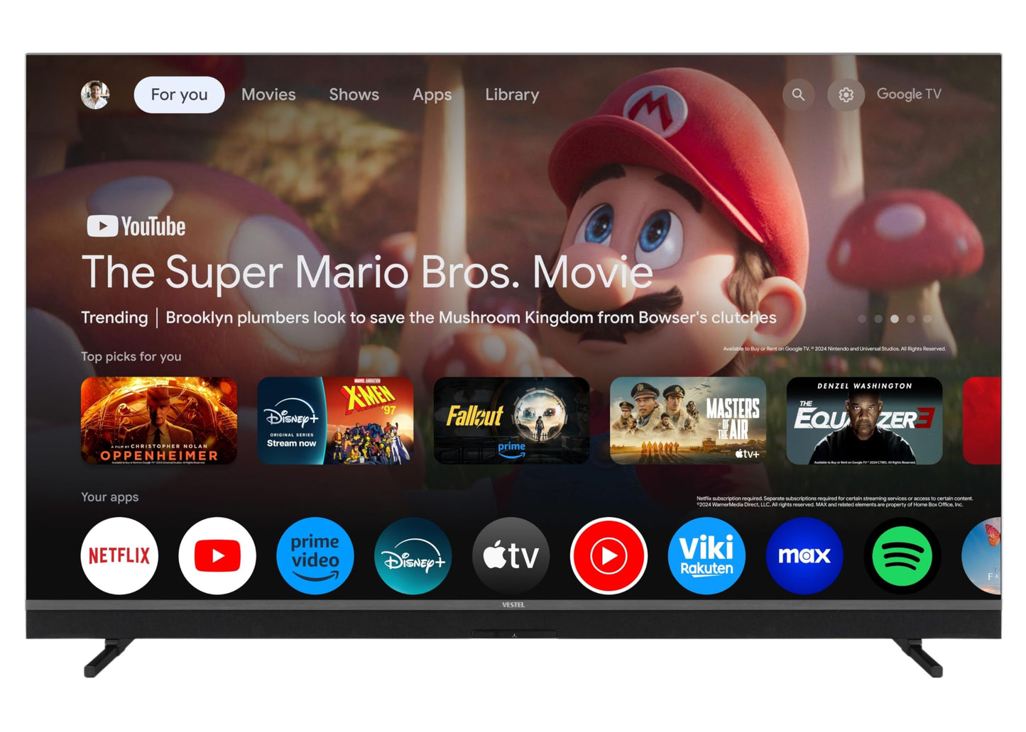 Vestel Fernseher 50 Zoll Smart TV Powered by TiVo, 4K UHD Fernseher mit Dolby Vision HDR, Dolby Atmos und integriertem Triple-Tuner, LED TV 50UT9740 schwarz