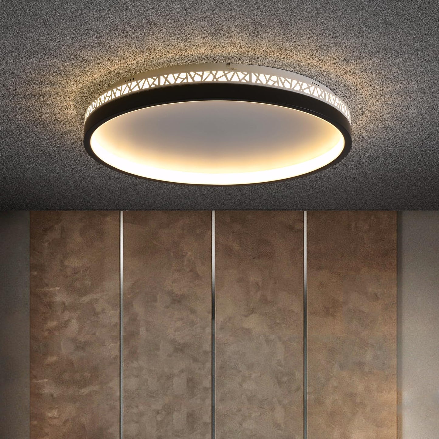 LED Ceiling Light 3000 K Warm Light Bedroom Lamp 30 W 30 cm Round Black Hollow Design "Bird's Nest" Ceiling Lamp Bedroom 3000 lm Not Dimmable