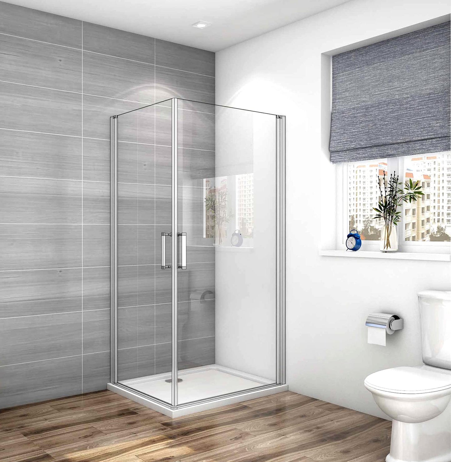 Shower Cubicle 90 x 90 cm Shower Enclosure Corner Entry Shower Door Shower with 5 mm Tempered Safety Clear Glass Height 185 cm