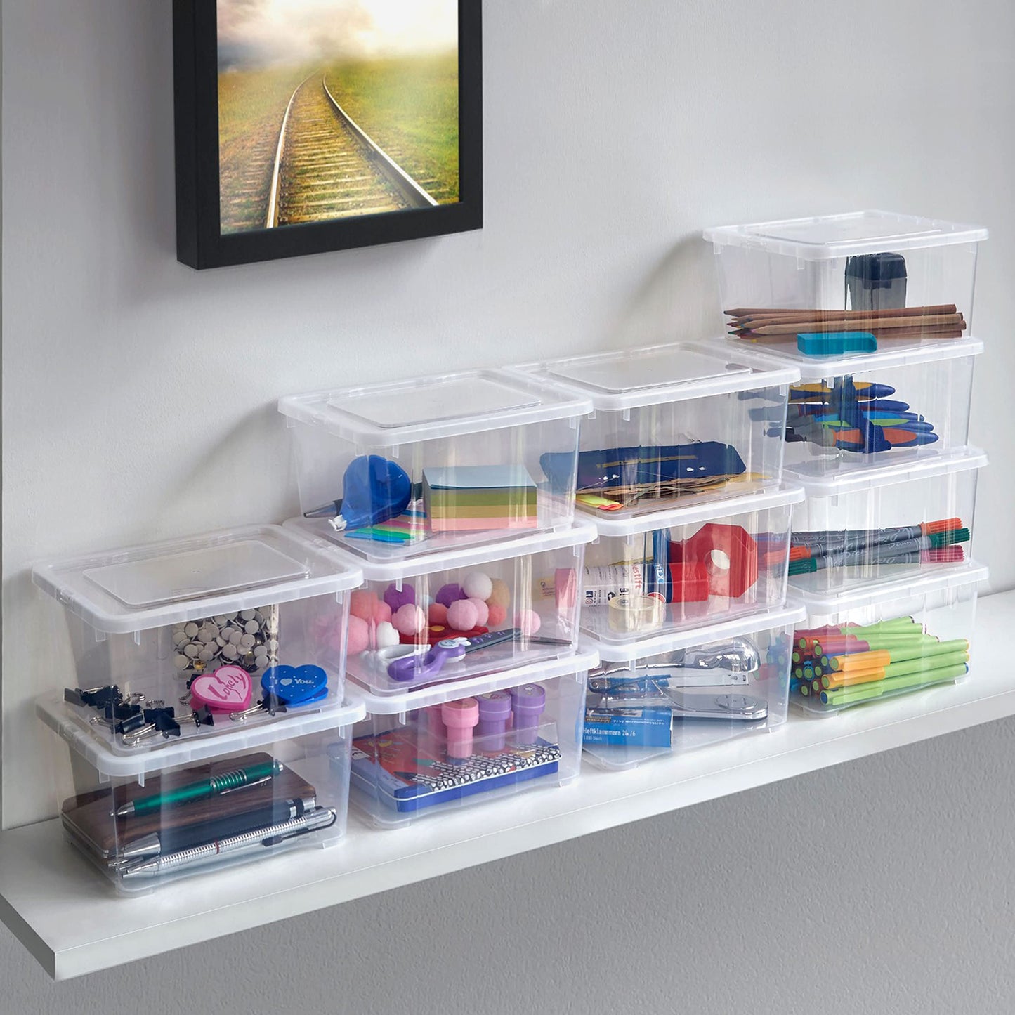 Grizzly Storage Boxes with Lid Transparent – Transparent Boxes, Stackable, with Ventilation, 5er Set, 10 l