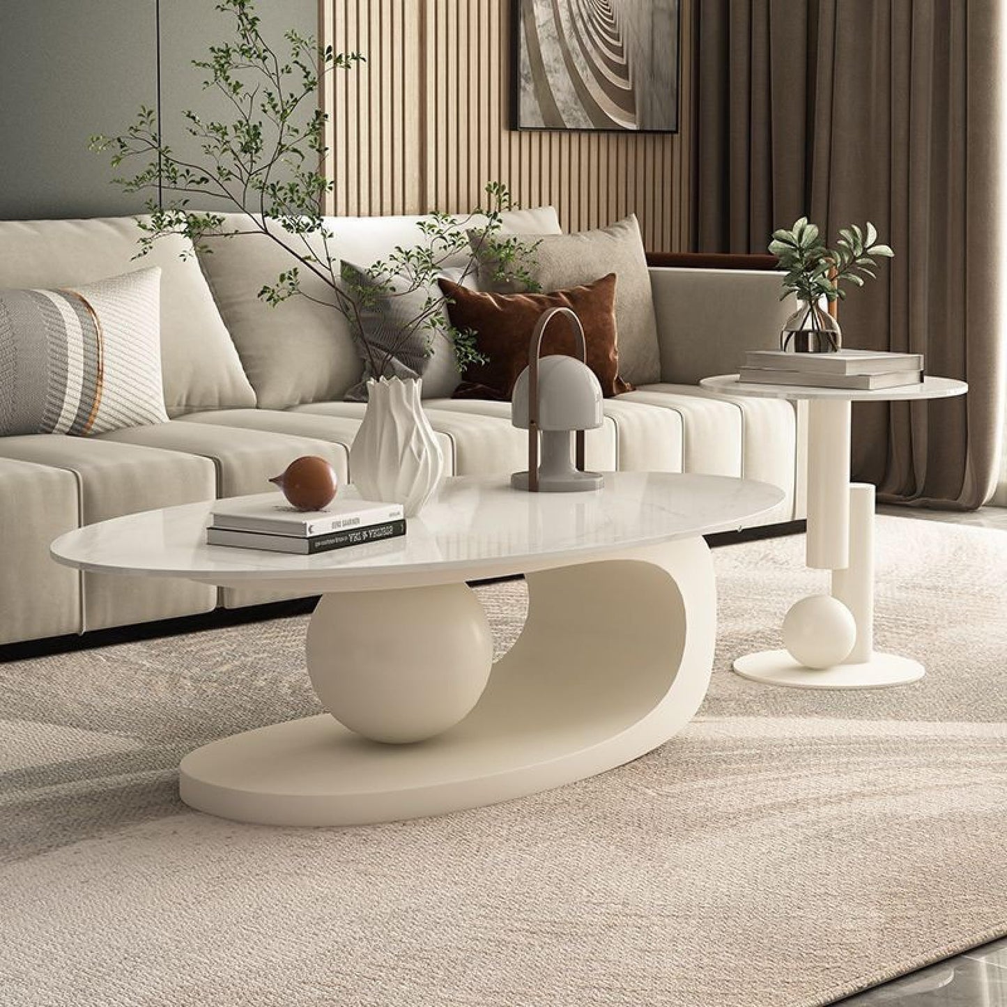 Luxury Marble Coffee Table with Golden Metal Bracket and Stone Worktop - Elegant Styling, Unique Design, Easy to Clean