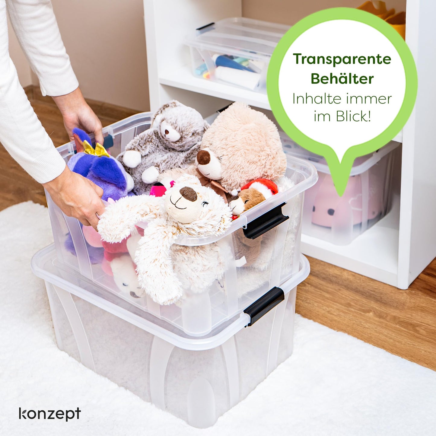 KONZEPT Storage Box with Lid 32L BPA Free Heavy Duty Locking Clips