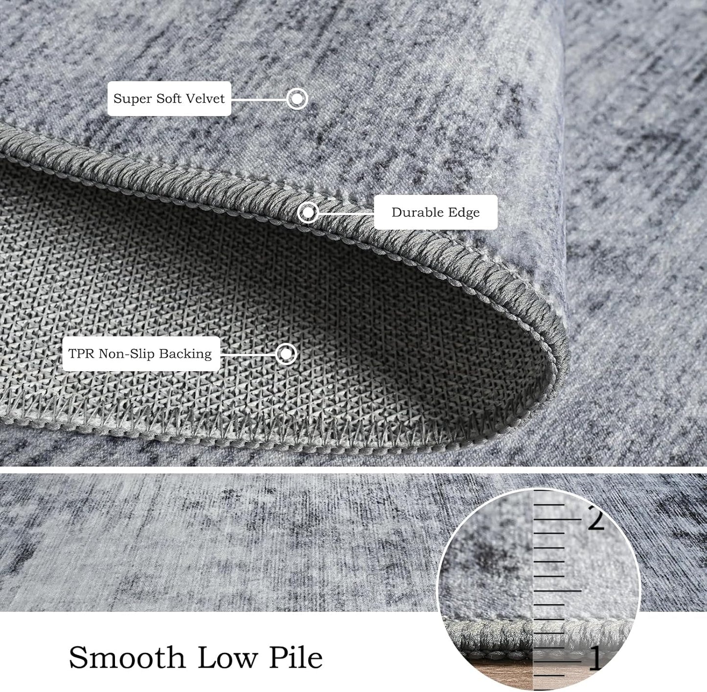 Toneed Abstract Area Rug Modern Washable Rug Soft Non Slip Rug Low Pile for Bedroom Living Room Dining Room Grey 4x6 Feet