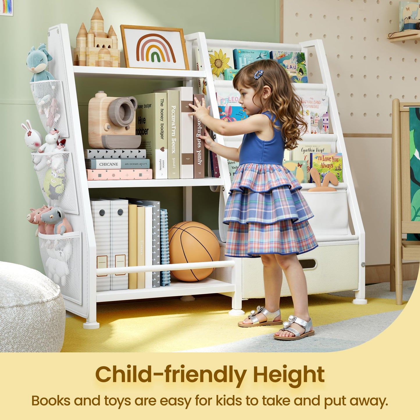 Children's Bookcase Children's Room Toy Shelves: Open Storage Shelf with 6 Compartments - Toddler Display Books Furniture, Nursery, Playroom