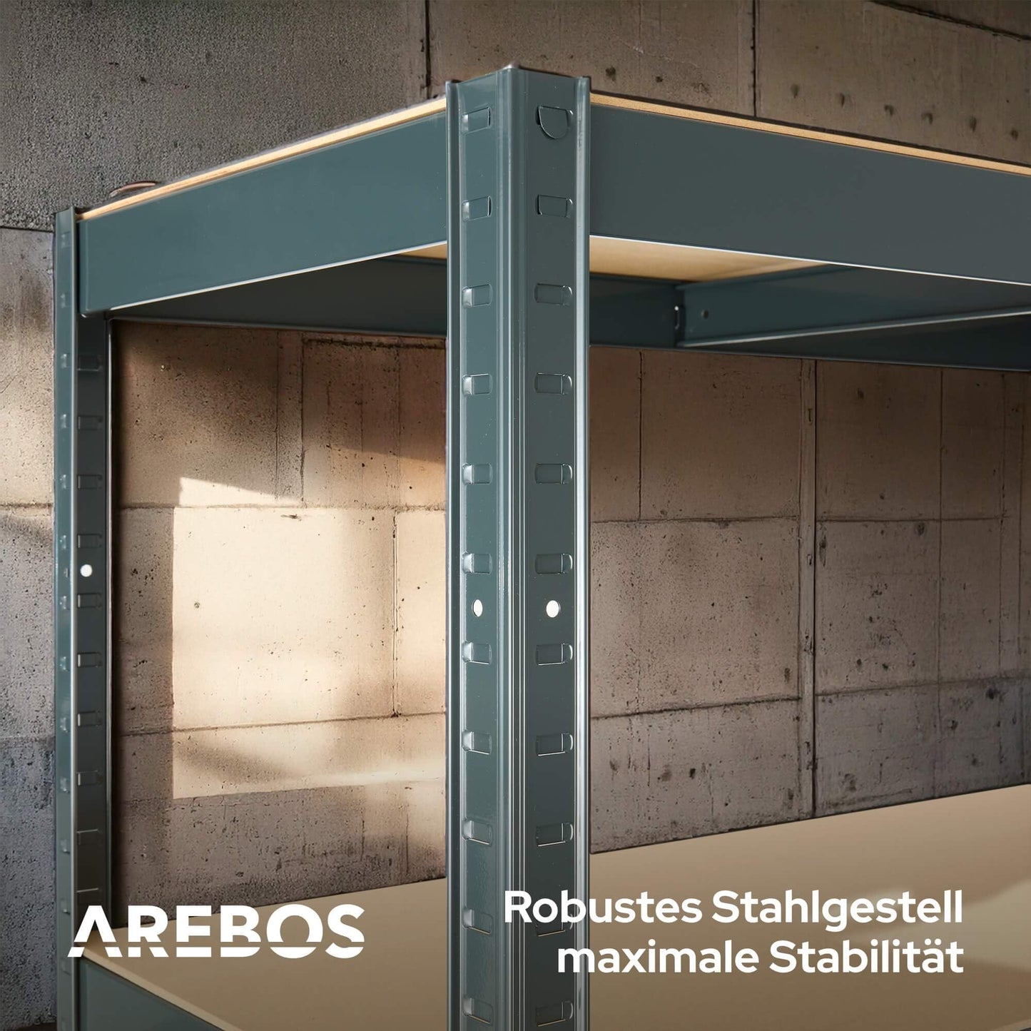 Arebos Heavy Duty Shelves in Various Sizes, Max. 875 kg Load Capacity, Easy Installation Thanks to Plug-in System