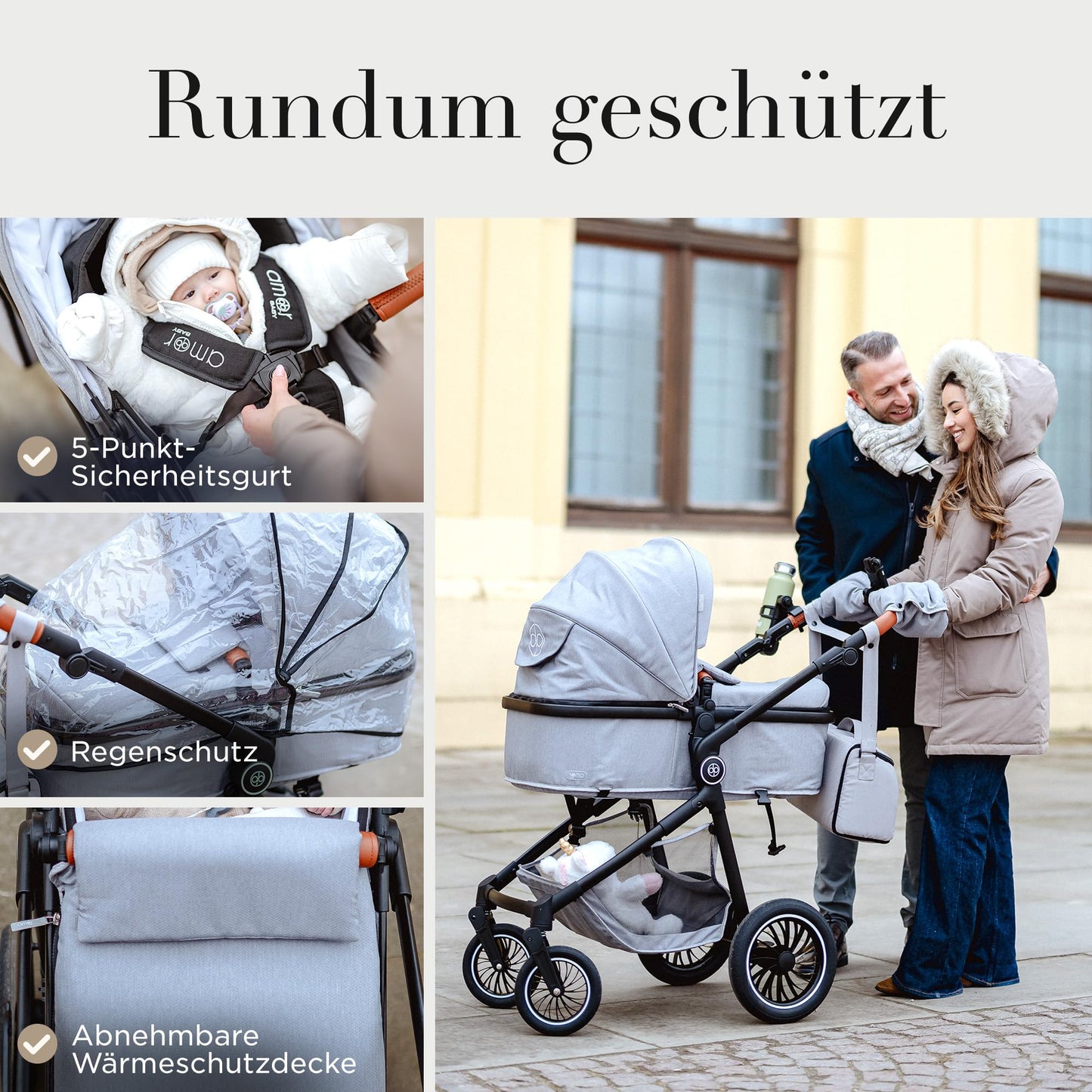 3-in-1 Pushchair and Car Seat with Baby Seat Chassis Combination Set | Stroller Baby | Isofix Station & 5-Point Safety Belt Pram Buggy Travel Buggy | Baby Pram