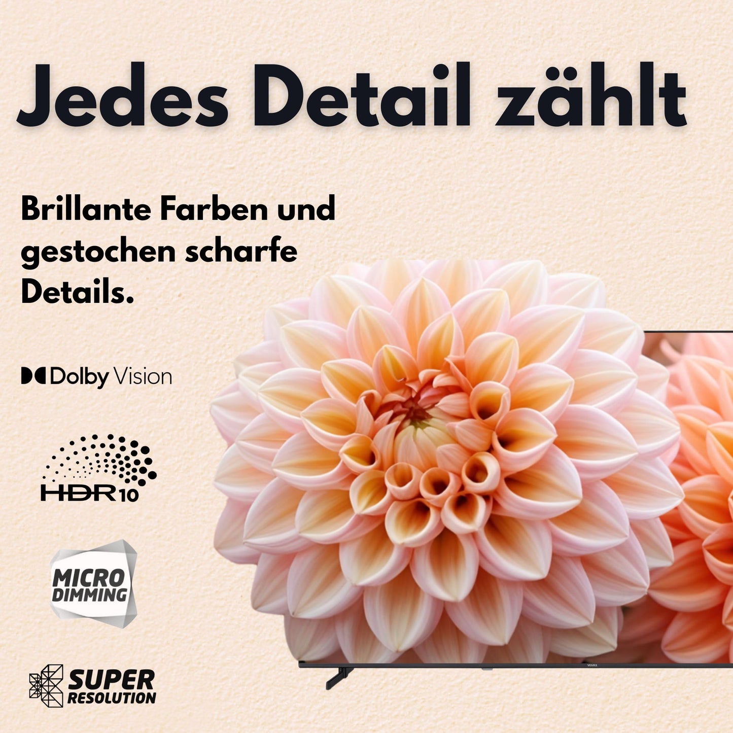 Vestel Fernseher 50 Zoll Smart TV Powered by TiVo, 4K UHD Fernseher mit Dolby Vision HDR, Dolby Atmos und integriertem Triple-Tuner, LED TV 50UT9740 schwarz