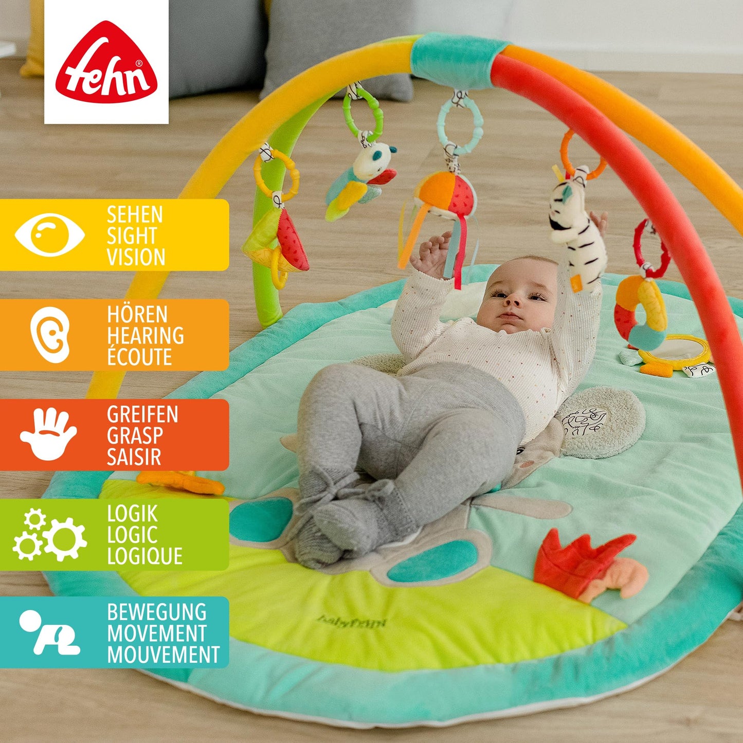 Fehn 3D Baby Play Gym with Beetle Motif Rainbow rainbow