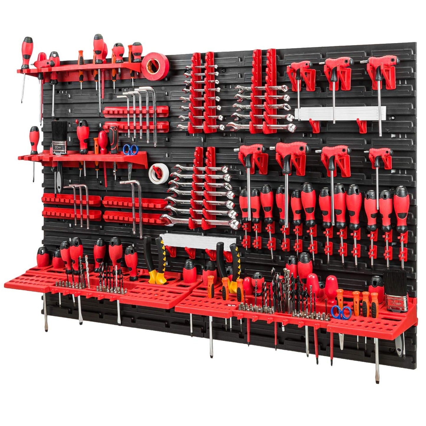 Tool Wall 1152 x 780 mm – Pafen Set Tool Holders with Perforated Wall Storage System Wall Shelf Workshop Shelf
