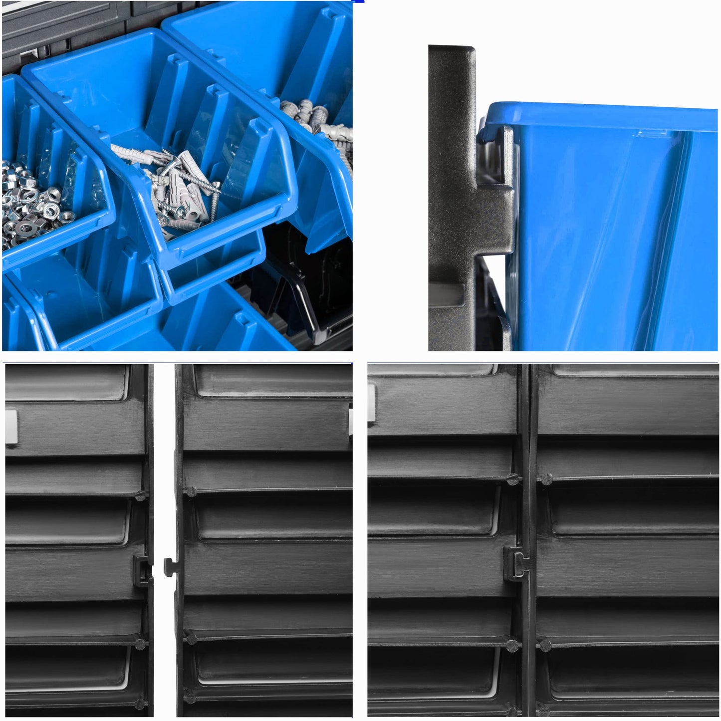 botle 24 Stacking Boxes Wall Shelf Plastic 77 x 78 cm Tool Holder Workshop Garage Storage System Storage Boxes Chute