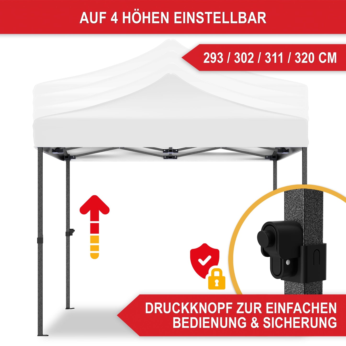 Gazebo - 3 x 3 m - Large Entrance - Waterproof - Pop Up Frame - Side Walls with 3 x 3 Windows - Additional with Bag - Foldable Outdoor Gazebo Folding Gazebo (Grey)