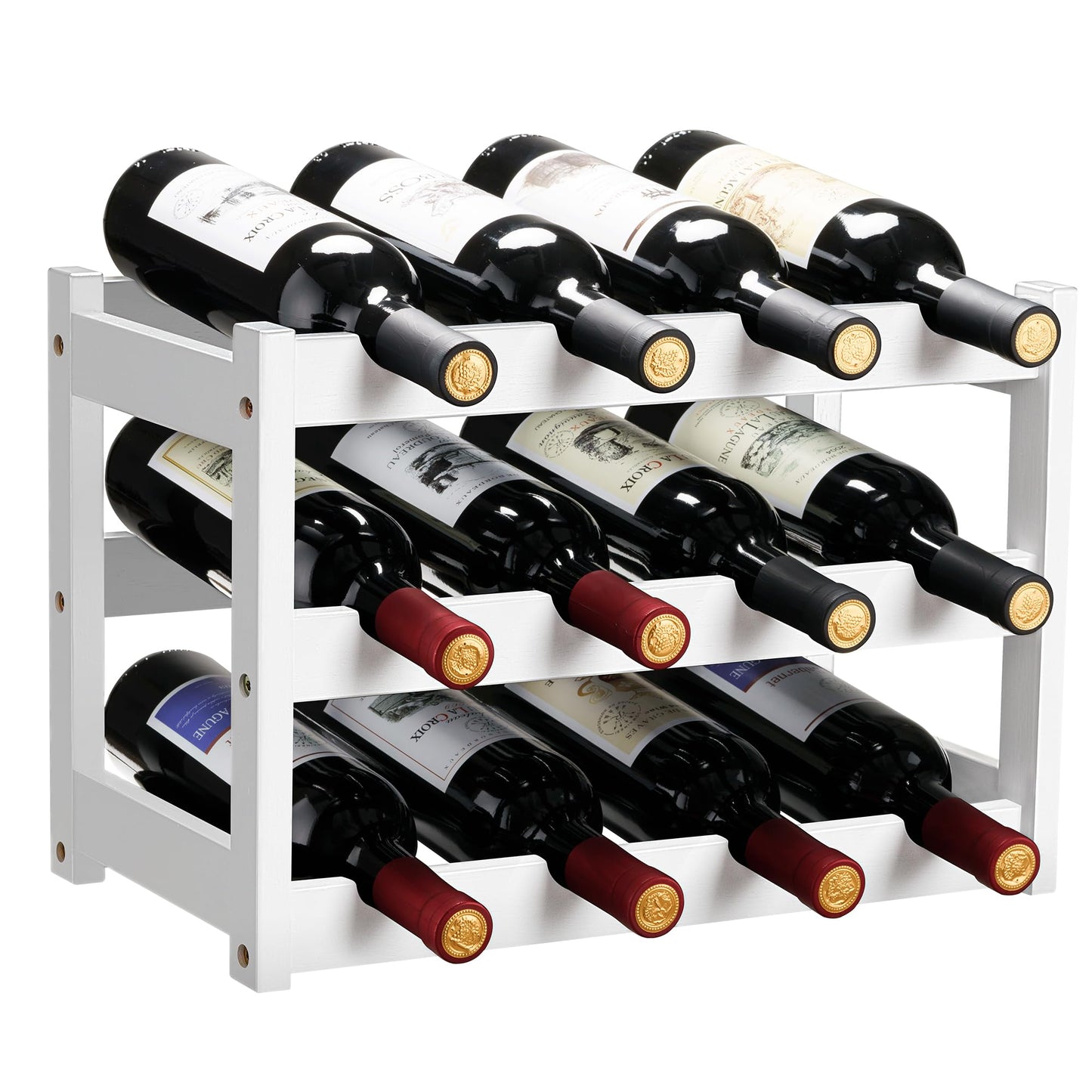 VASMIA Bamboo Wine Rack for 24 Bottles, Bottle Rack with 6 Levels for Cellar, Kitchen, Bar, Dining Room, Bottle Holder Wood with Table Top 41 x 24 x 81 cm, Natural