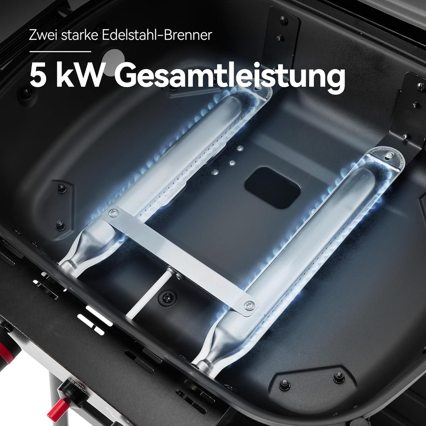 Royal Gourmet 2-Burner Gas Barbecue Small Balcony Picnic Grill 5 kW Barbecue Trolley for Garden and Camping with Easy to Disassemble Grill Stand