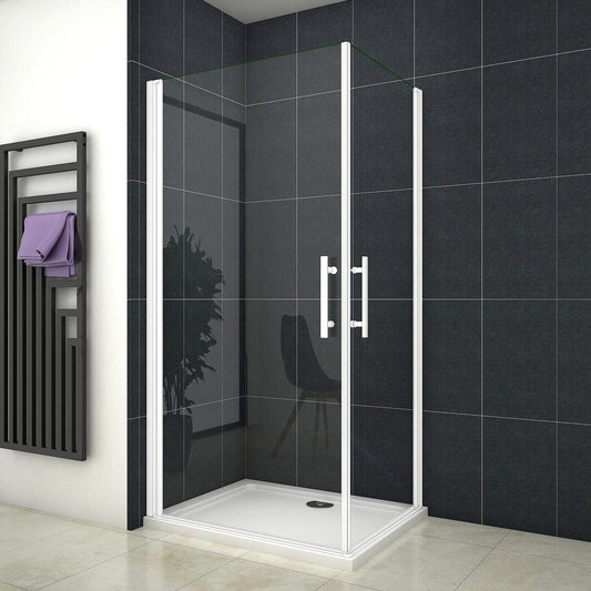 Shower Cubicle 90 x 90 cm Shower Enclosure Corner Entry Shower Door Shower with 5 mm Tempered Safety Clear Glass Height 185 cm