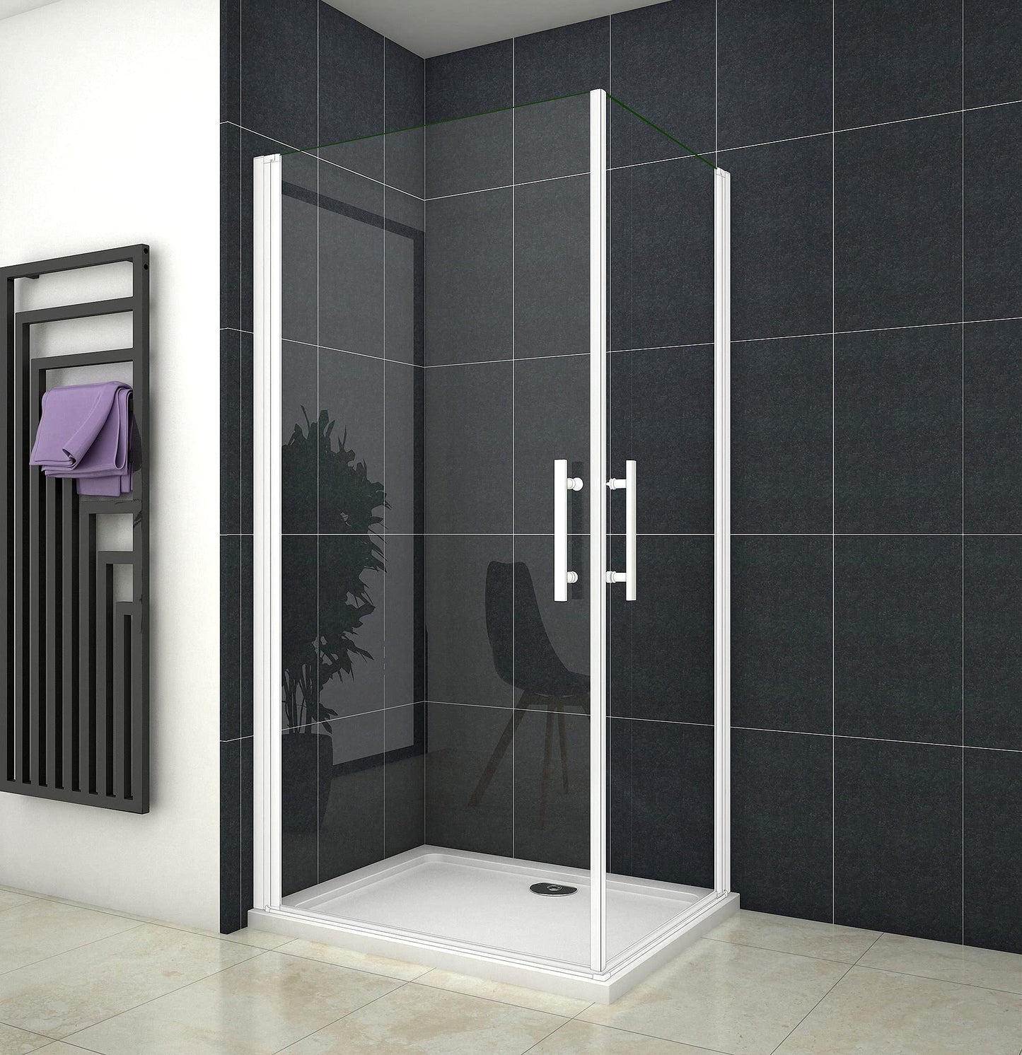 Shower Cubicle 90 x 90 cm Shower Enclosure Corner Entry Shower Door Shower with 5 mm Tempered Safety Clear Glass Height 185 cm