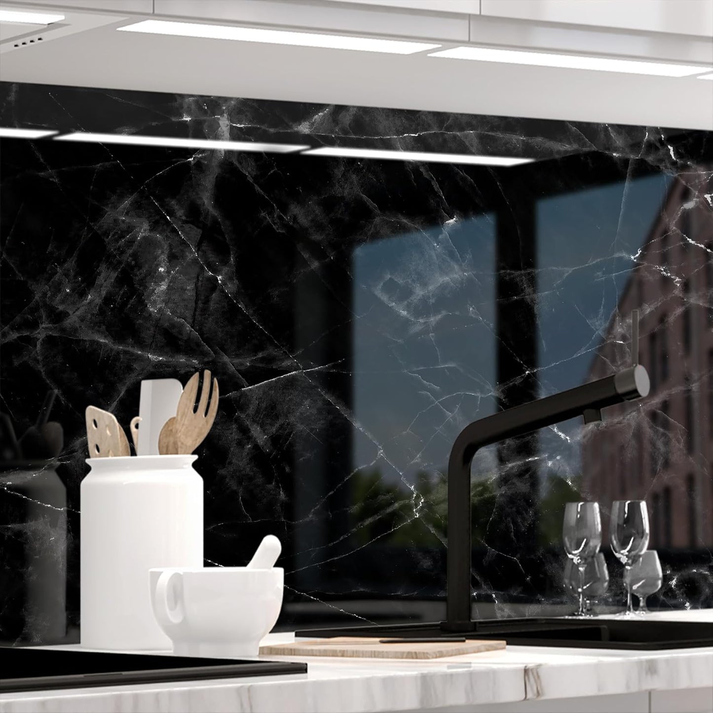 Stickerprofis Kitchen Splashback, Matte, Self-Adhesive, Pure White, 1.8 mm, Hard Plastic, for All Surfaces, Splash Guard, Premium, 60 x 280 cm