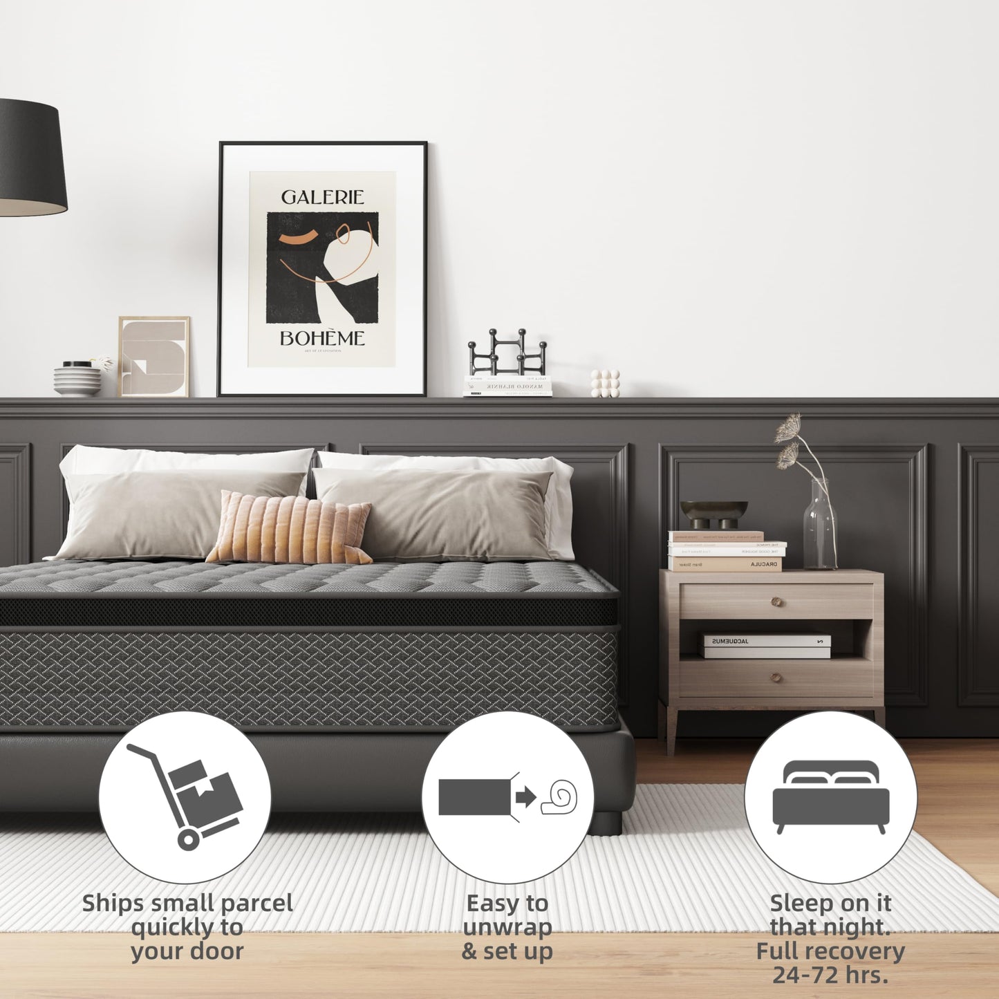 Mattress 140 x 200 cm Box Spring Bed Hardness H3, Suitable for Children and Adults, Oeko-Tex Certified, Ergonomic 7-Zone Mattress Height 20 cm