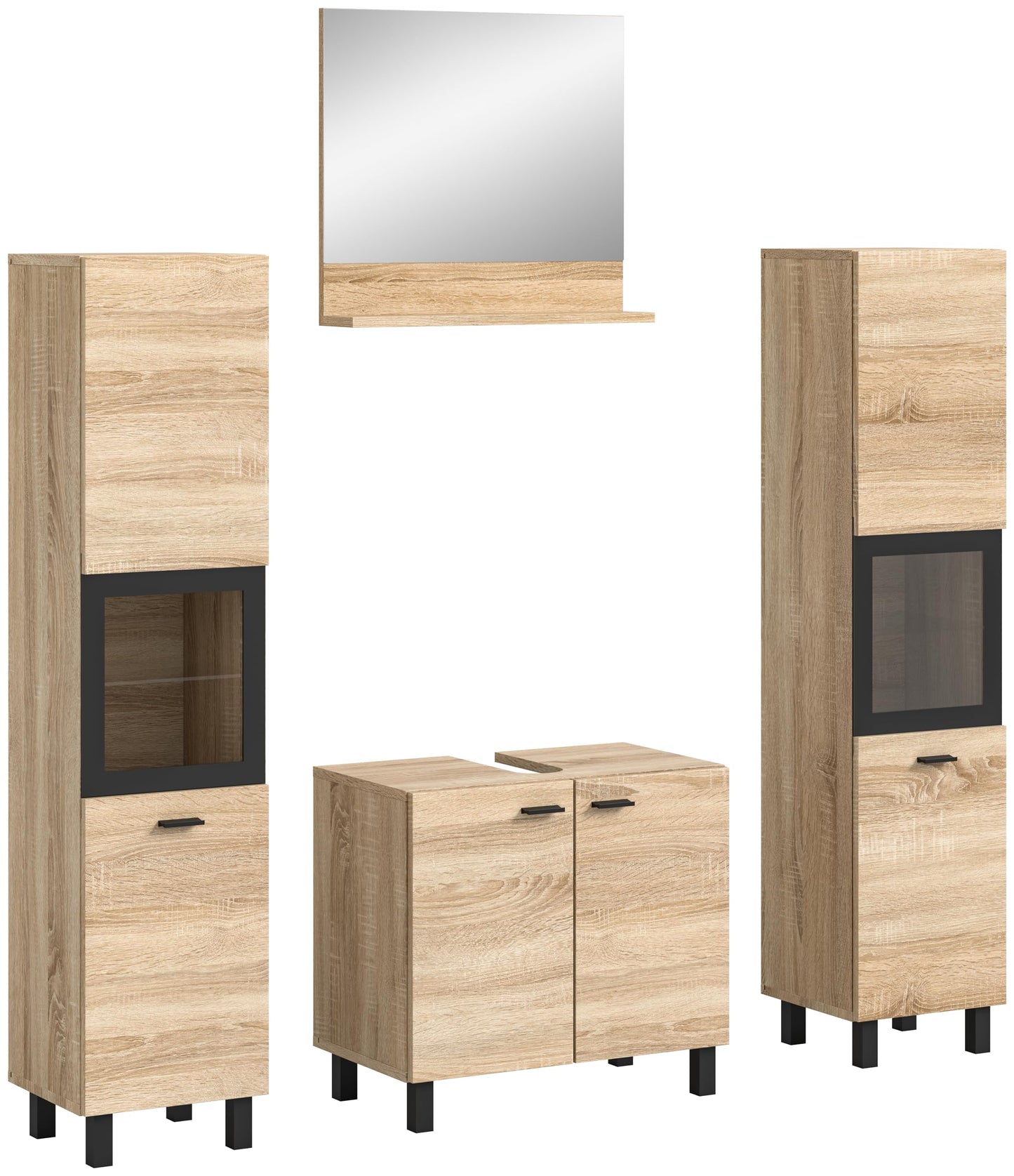 Boston Bathroom Cabinet, Standing Wall Cabinet, Hanging Cabinet, Wall Cabinet, Sonoma Oak Wood, Approx. 30 x 80 x 29 cm, Floor Standing/Hanging Mountable