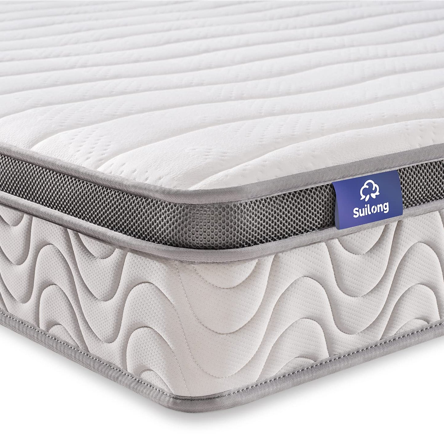 SuiLong Mattress 140 x 200 cm, Height 30 cm Pocket Spring Mattress 7-Zone Hardness H3 H4 with Memory Foam Comfort Spring Mattress, 100 Nights Trial Sleep